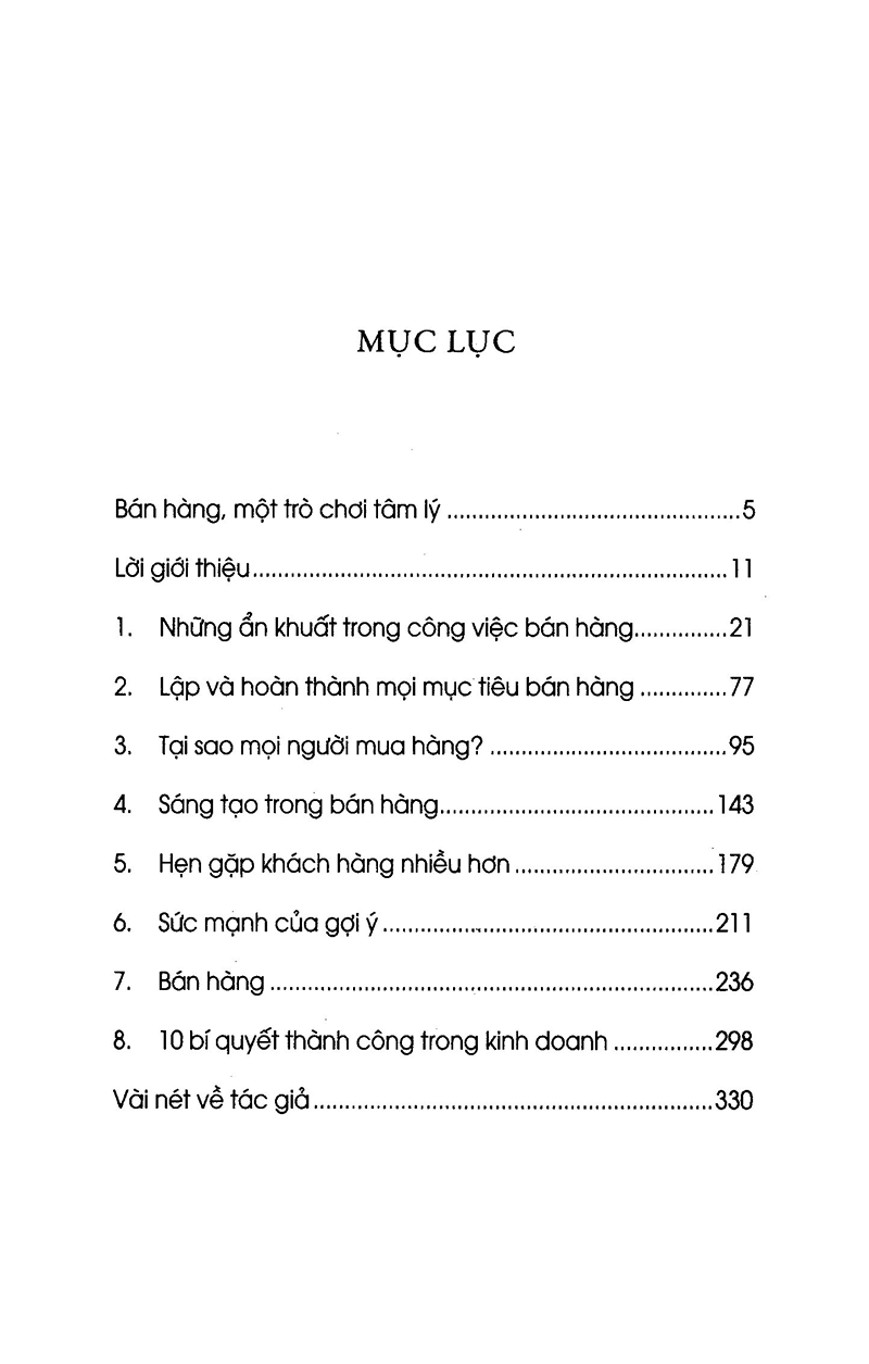 Mục lục của "Những đòn tâm lý trong bán hàng"