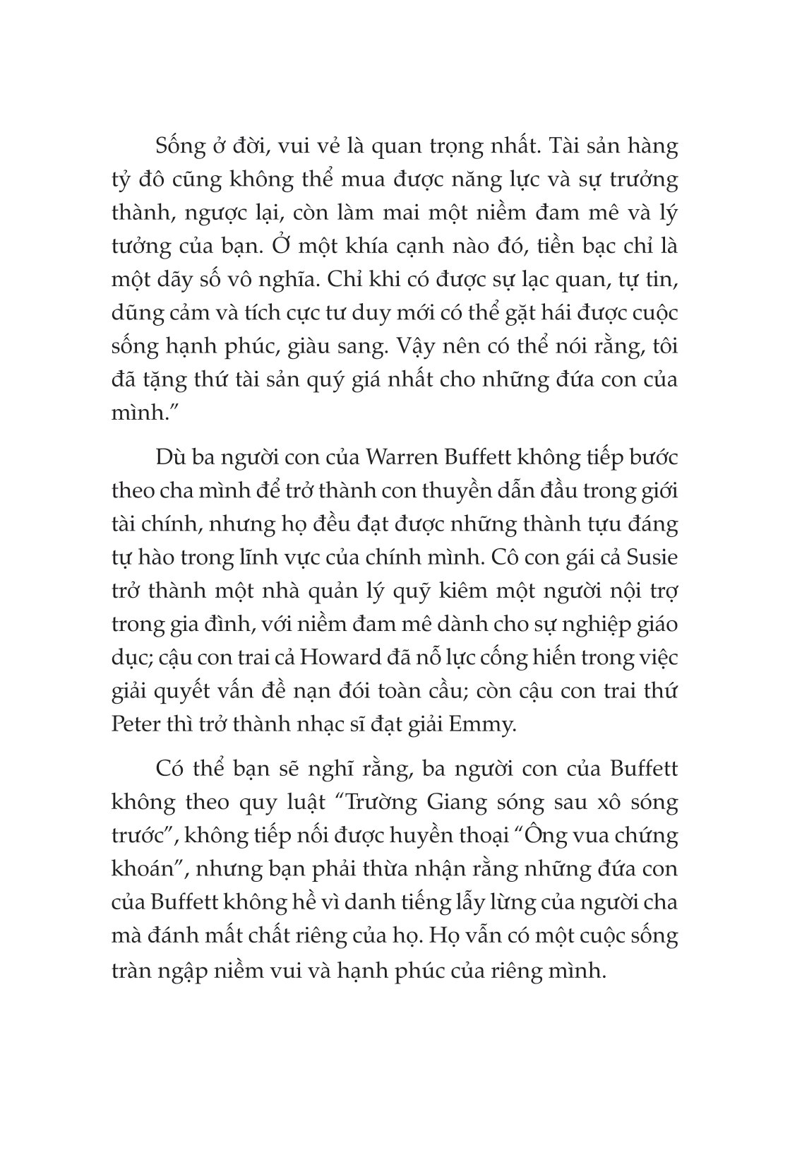 Vài trang đầu của cuốn "Tâm Thư Của Warren Buffett Dành Cho Con Cái"