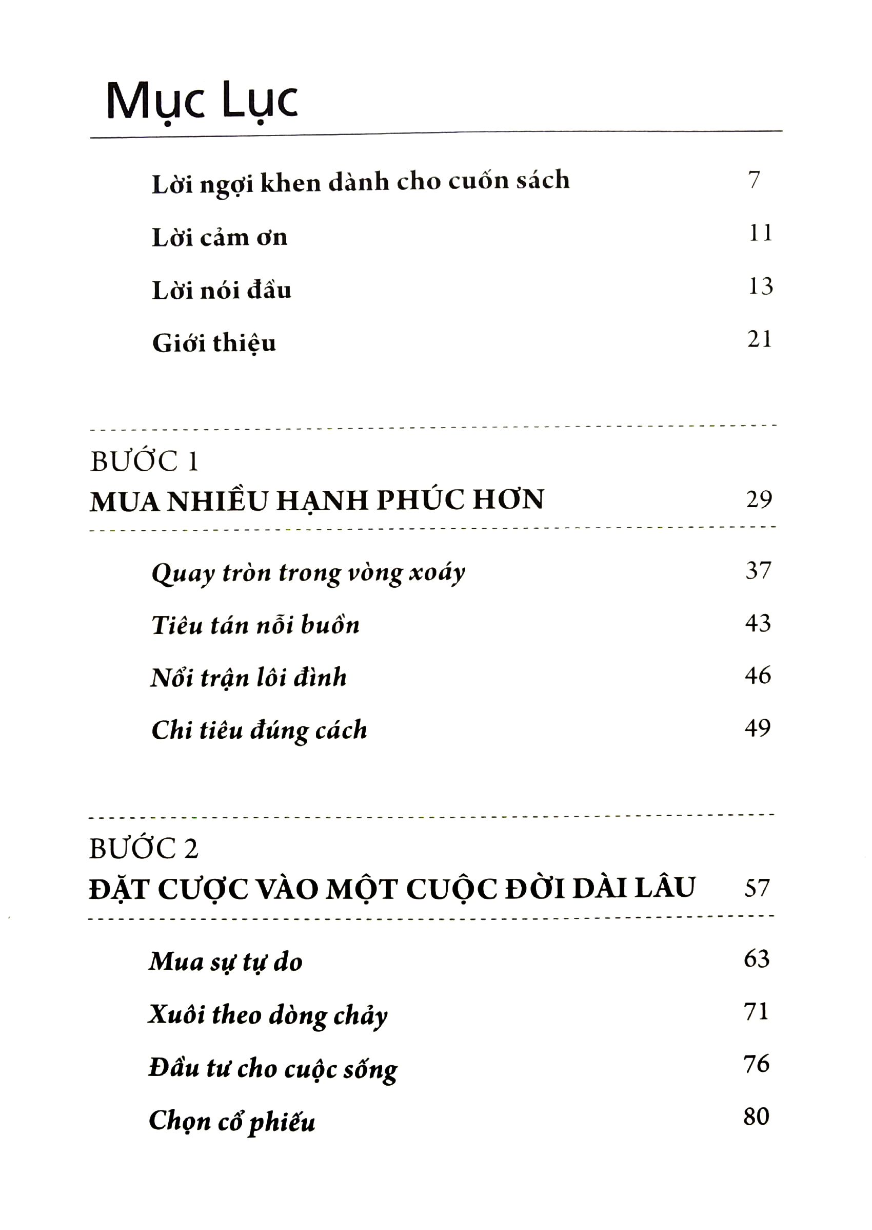 Mục lục của cuốn sách