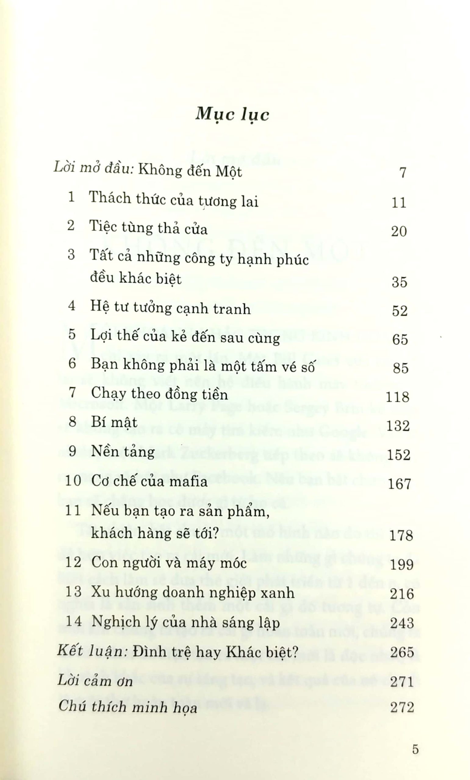 Mục lục của cuốn sách